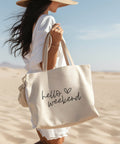 Hello Weekend- Beach Bag Canvas Tote Bag