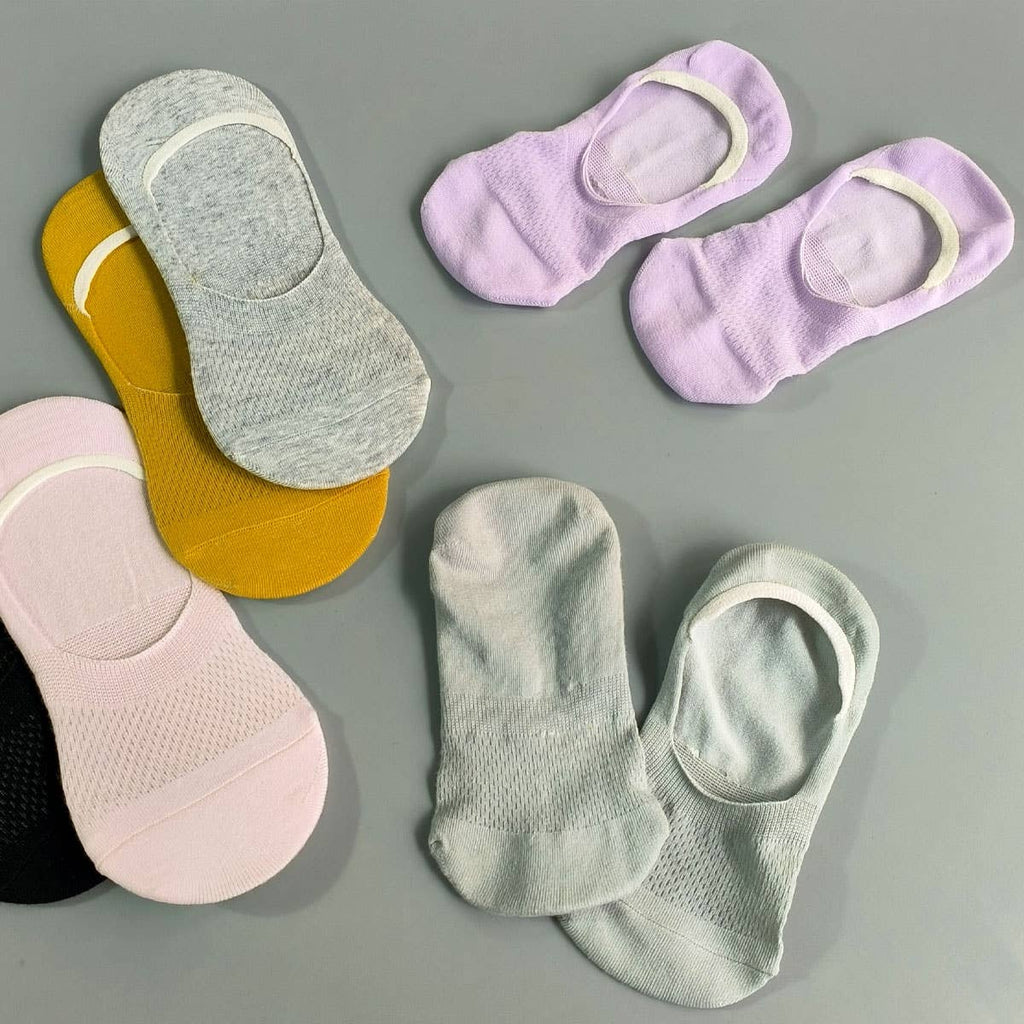 Mesh Solid No Show Socks