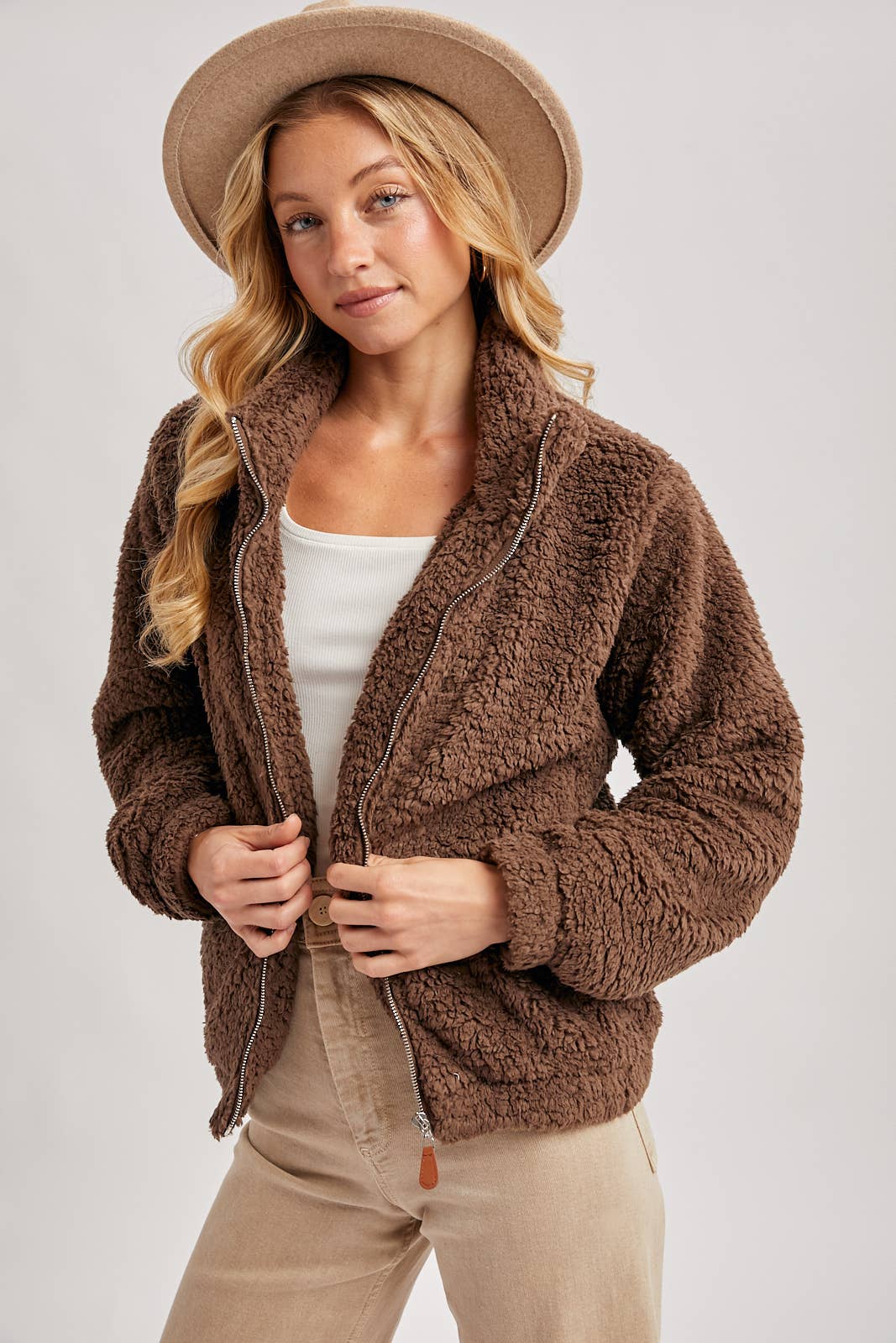 FLEECE ZIP UP TEDDY JACKET