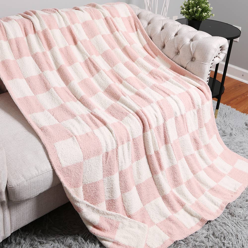 Reversible Checkered Patterned Throw Blanket