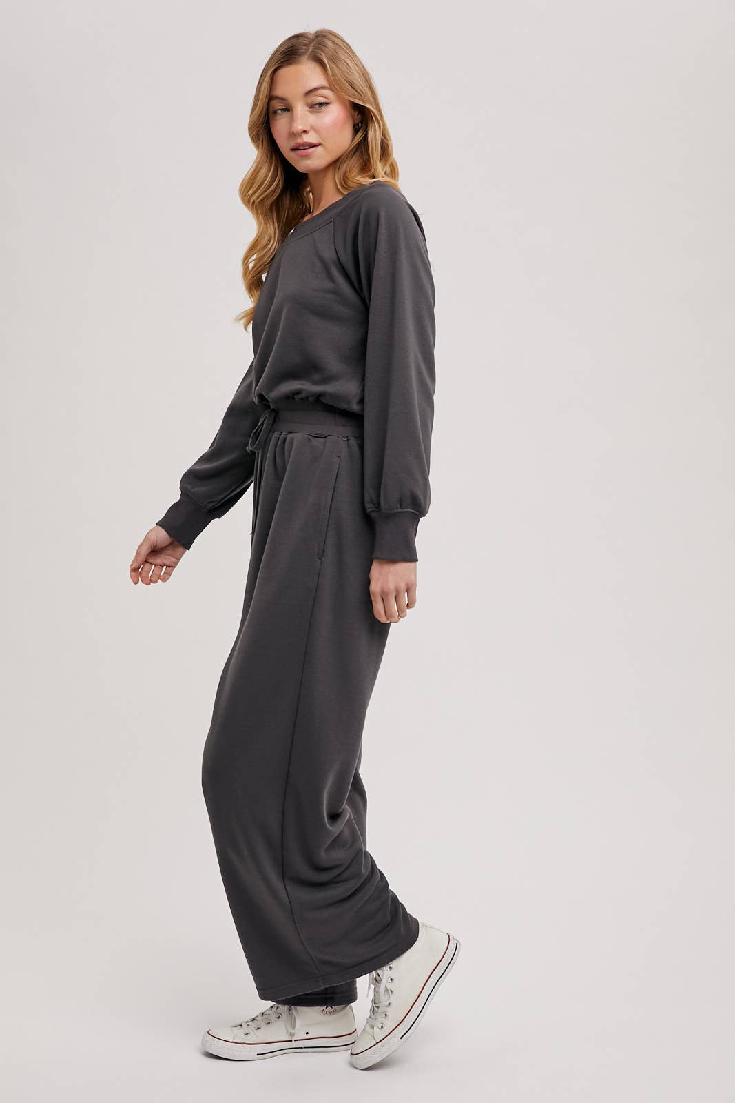 WIDE NECK OFF THE SHOULDER KNIT JUMPSUIT