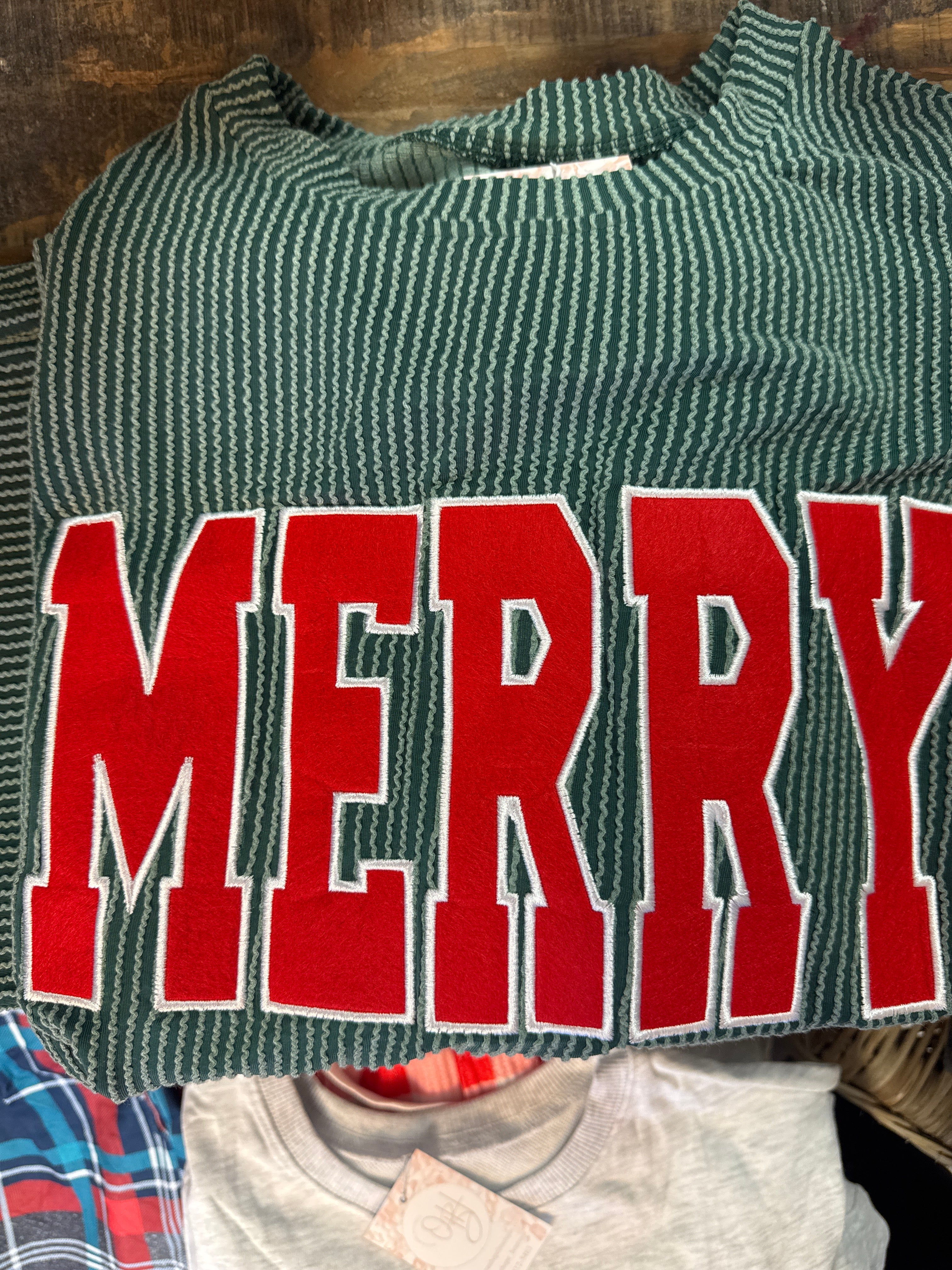 JOLLY & MERRY  Corded Long Sleeve Christmas Graphic Pants Set
