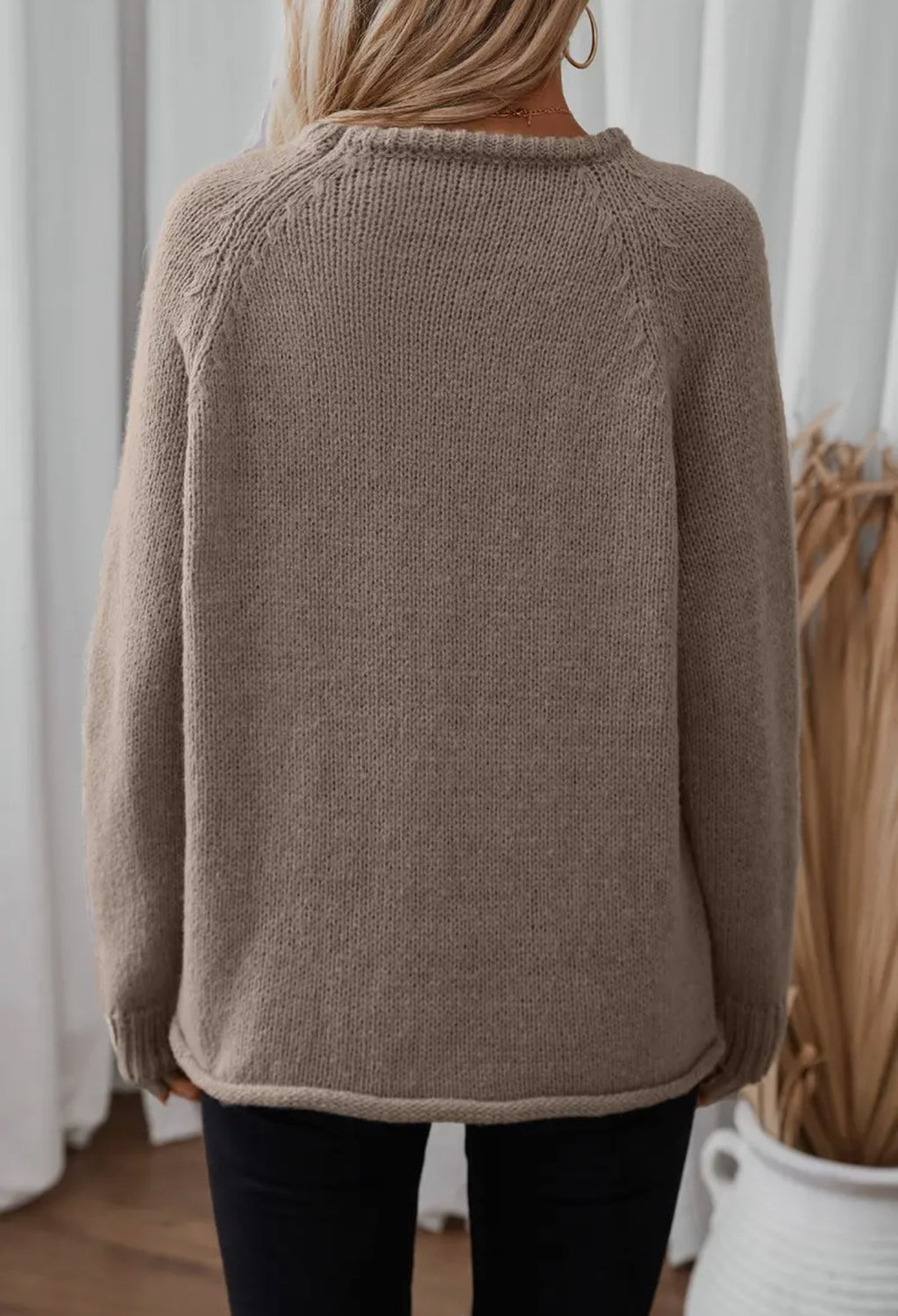 Solid Color Loose Round-Neck Knitted Sweater