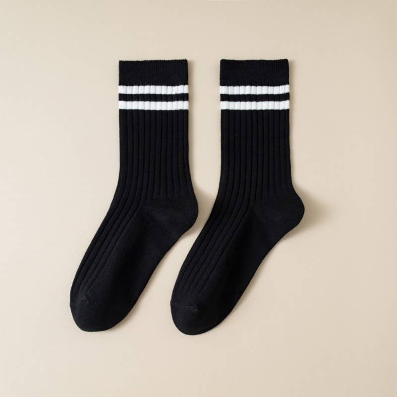 STRIPE HALF CREW COTTON SOCKS