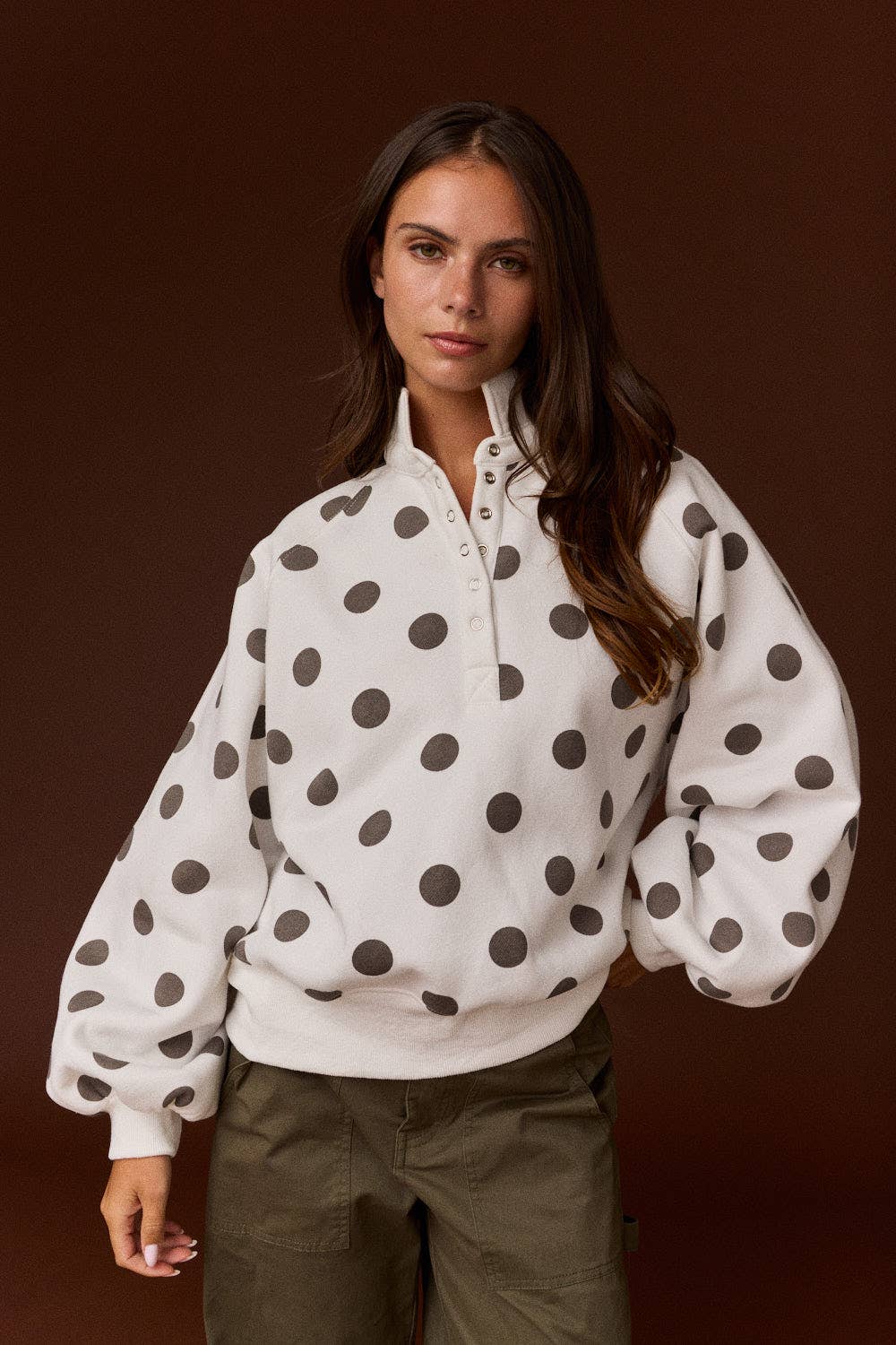 Half-Snap Polka Dot Sweatshirt (PRE🤍ORDER)