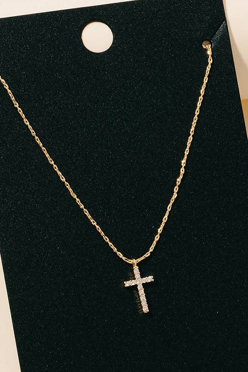 Rhinestone Cross Pendant Necklace