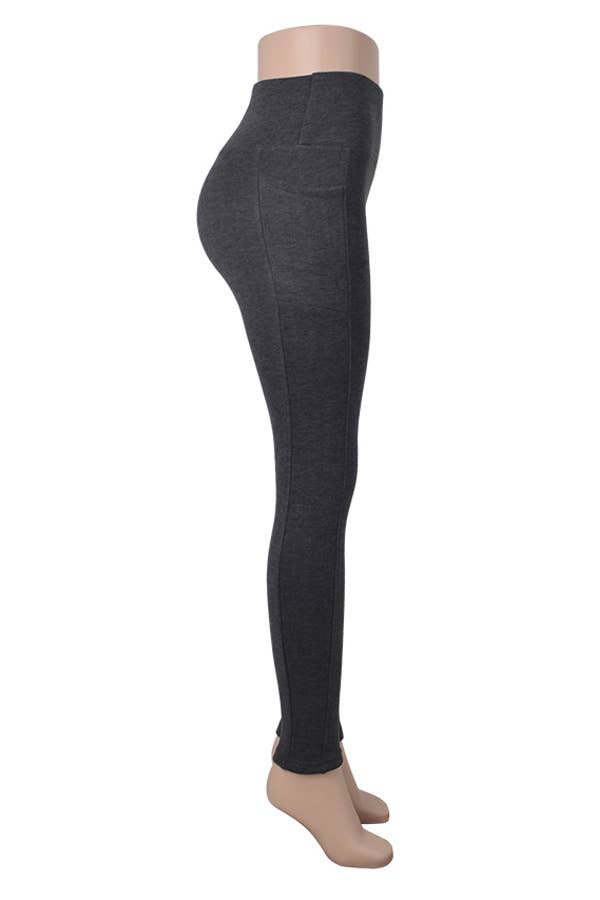 Fur lined winter warm legging with side cellphone pockets