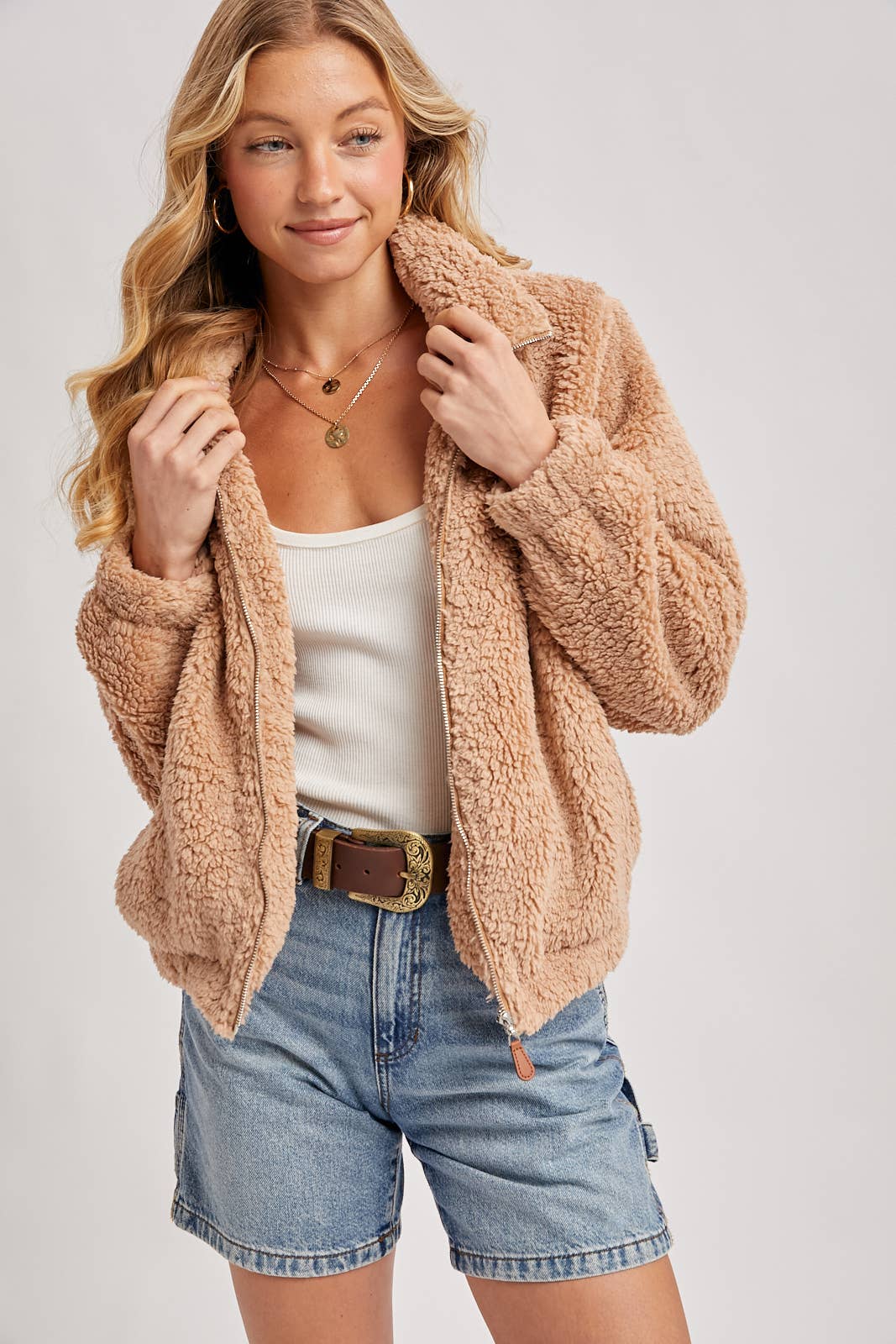 FLEECE ZIP UP TEDDY JACKET