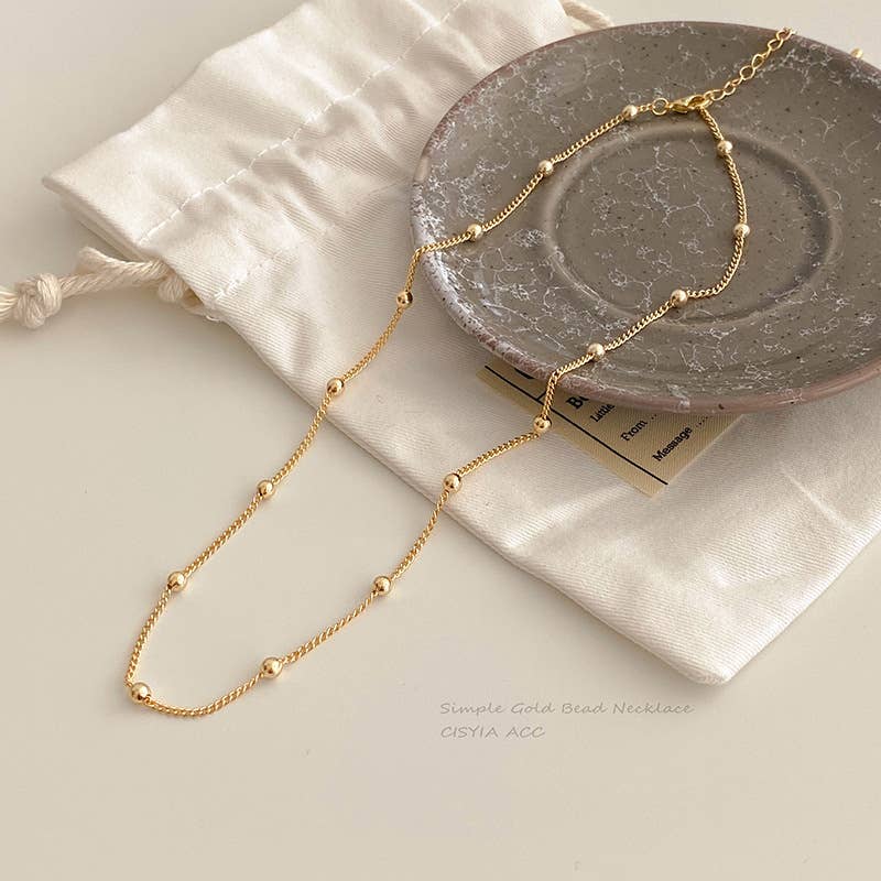 Gold Bead Chain Necklace