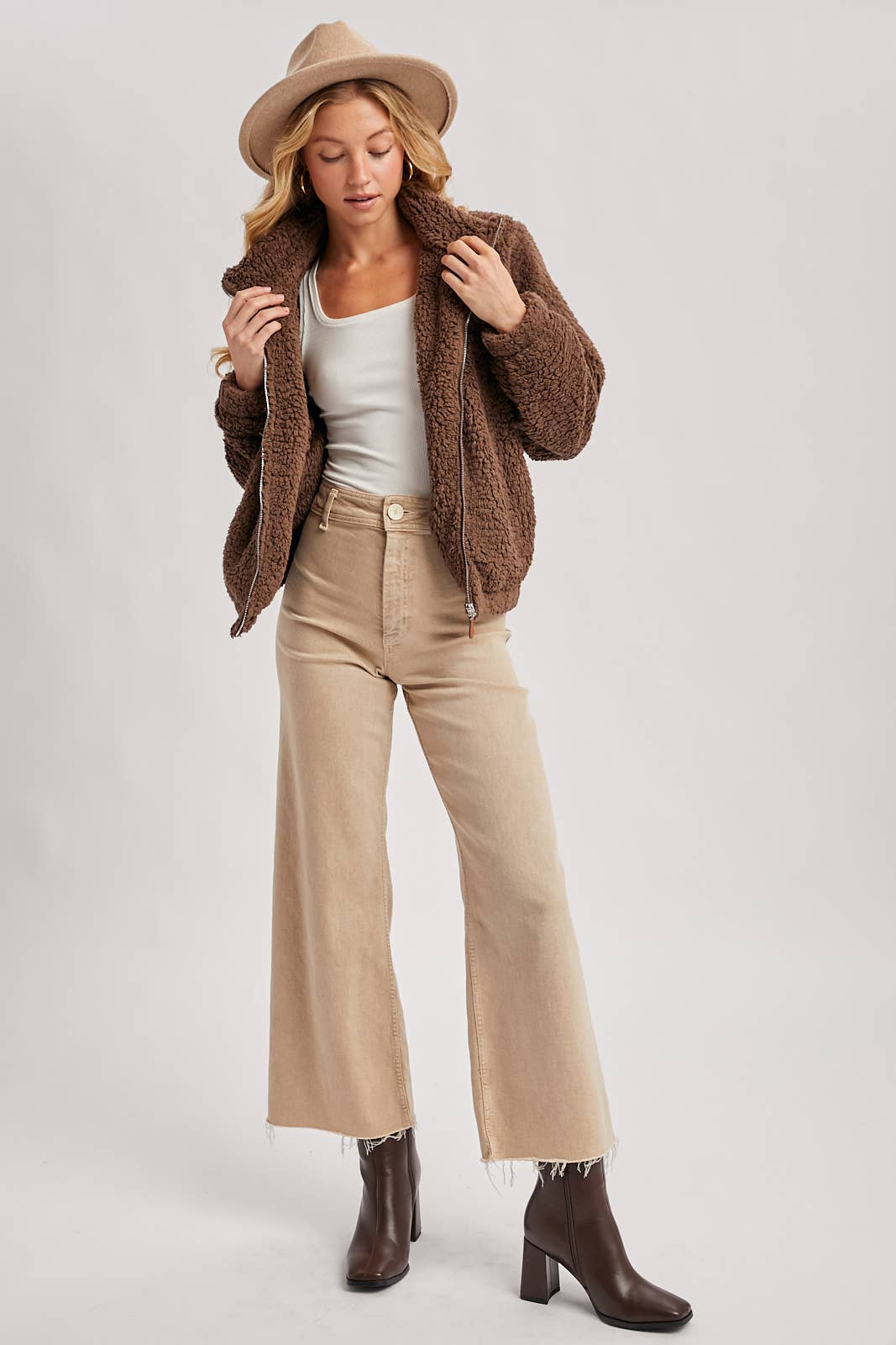 FLEECE ZIP UP TEDDY JACKET