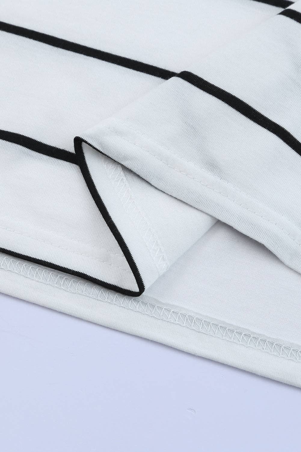 White Stripe Sleeveless Dress