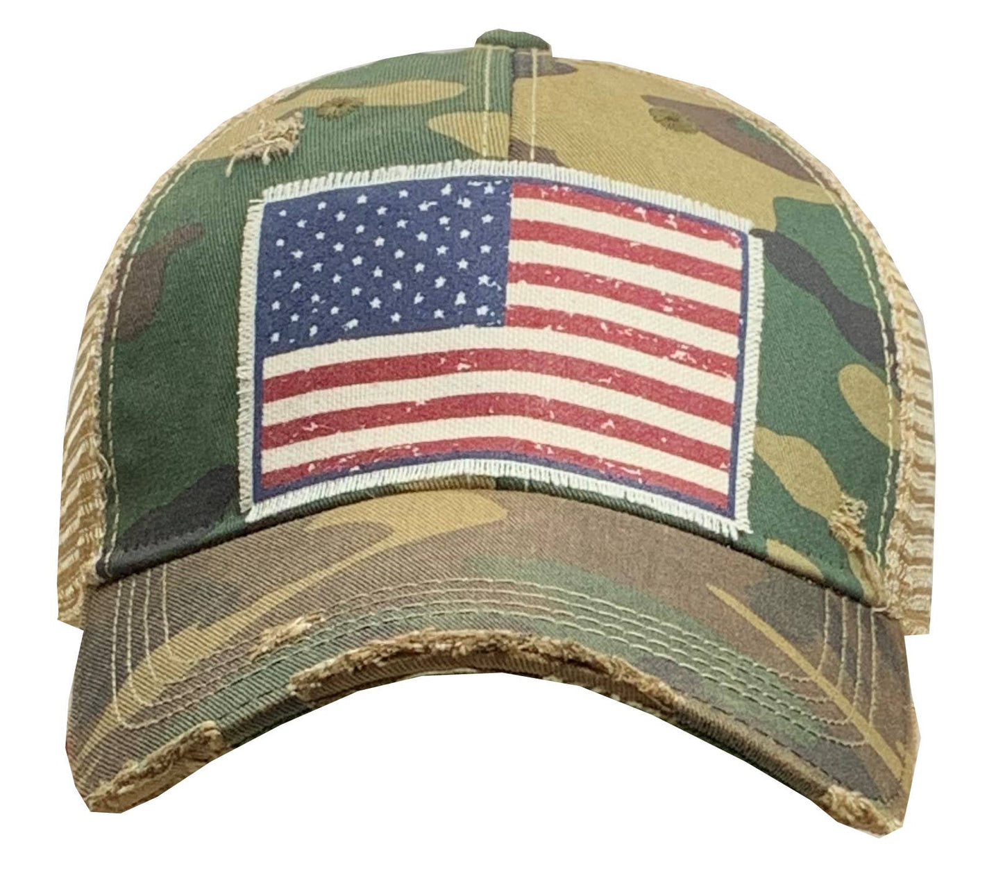 American Flag USA Distressed Trucker Hat Baseball Cap