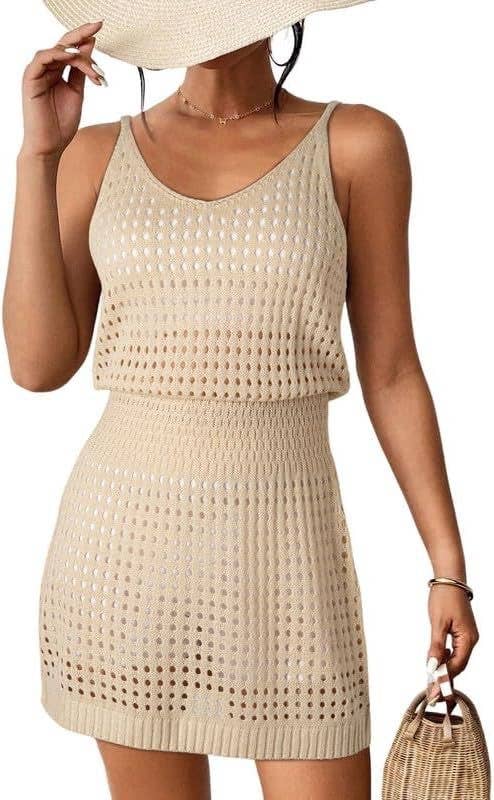 Hollow out sling knit beach dress