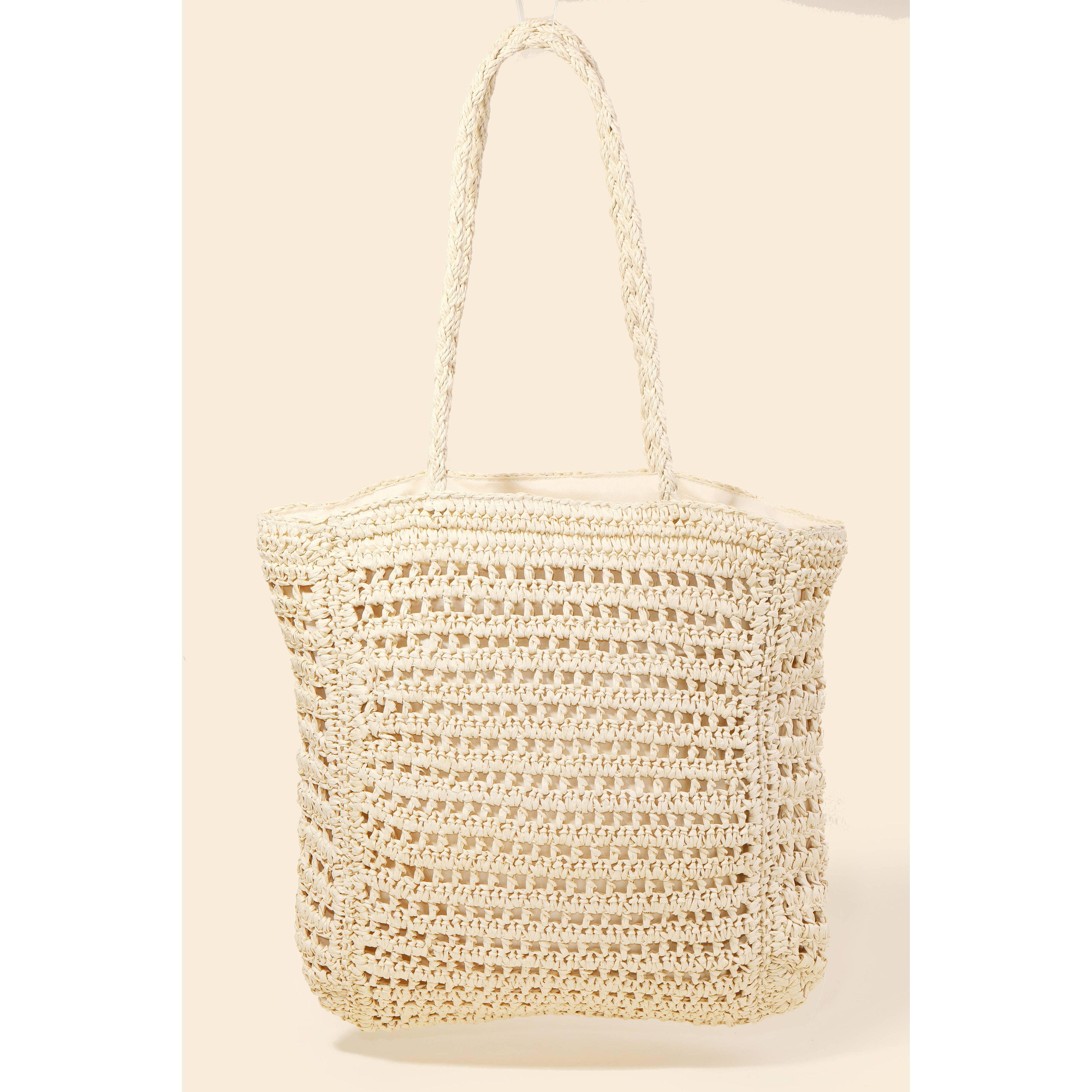 Straw Braided Beach Tote Bag