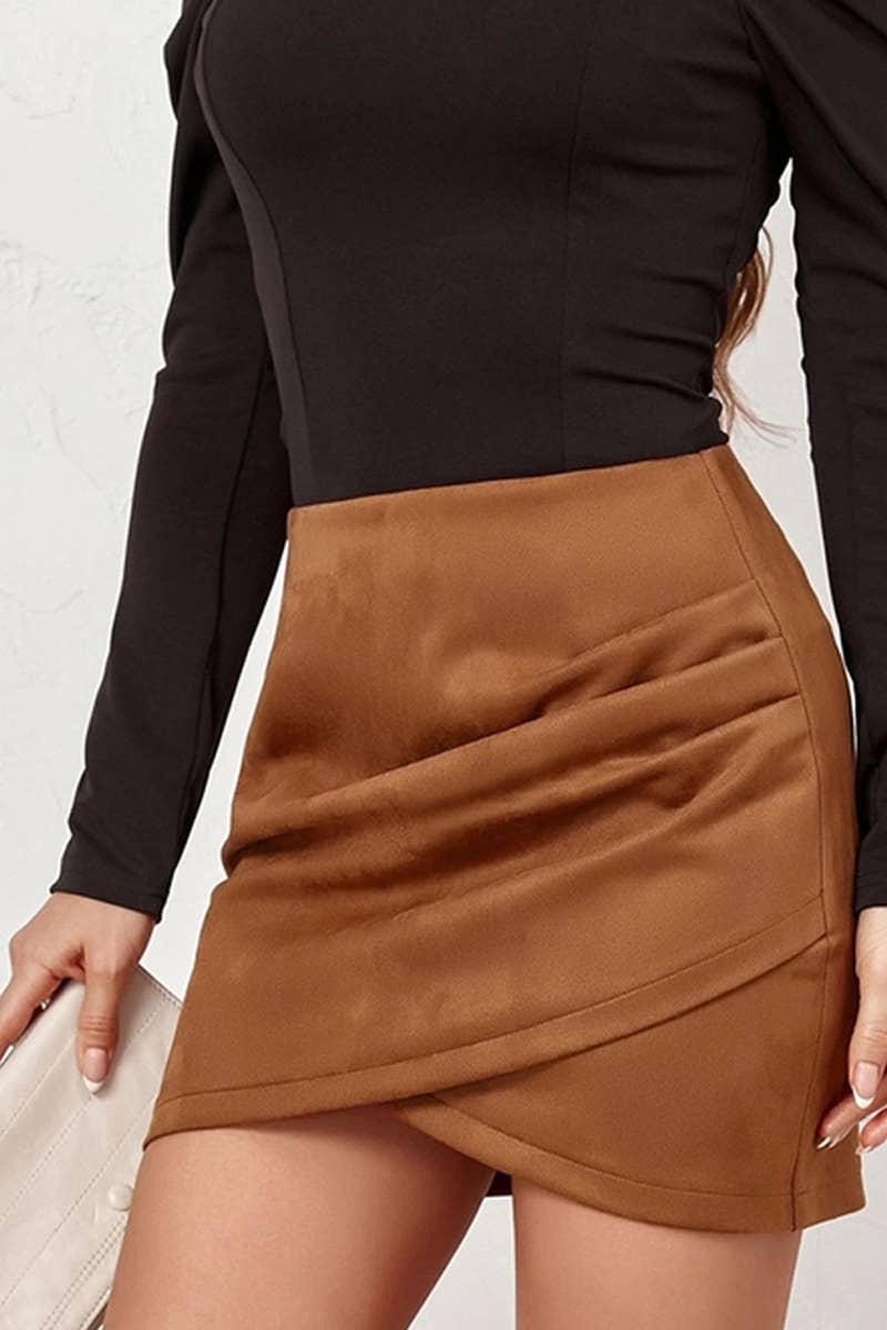 WOMEN HIGH WAIST WRAP MINI SKIRT