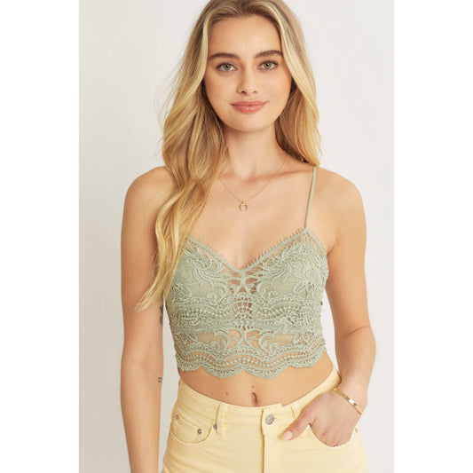 WOVEN SOLID LACED BRALETTE
