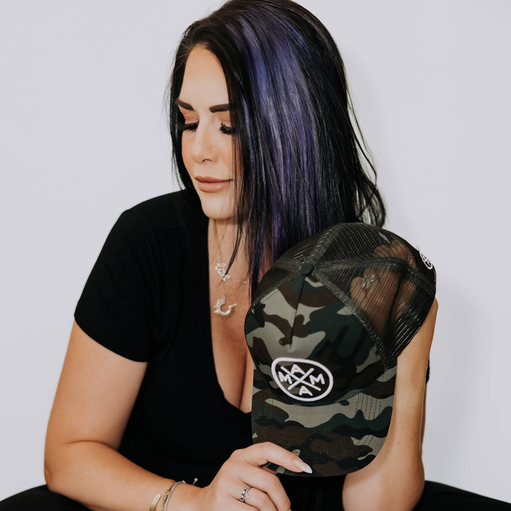 Mama X™ Premium Canvas Trucker Hat- Camo