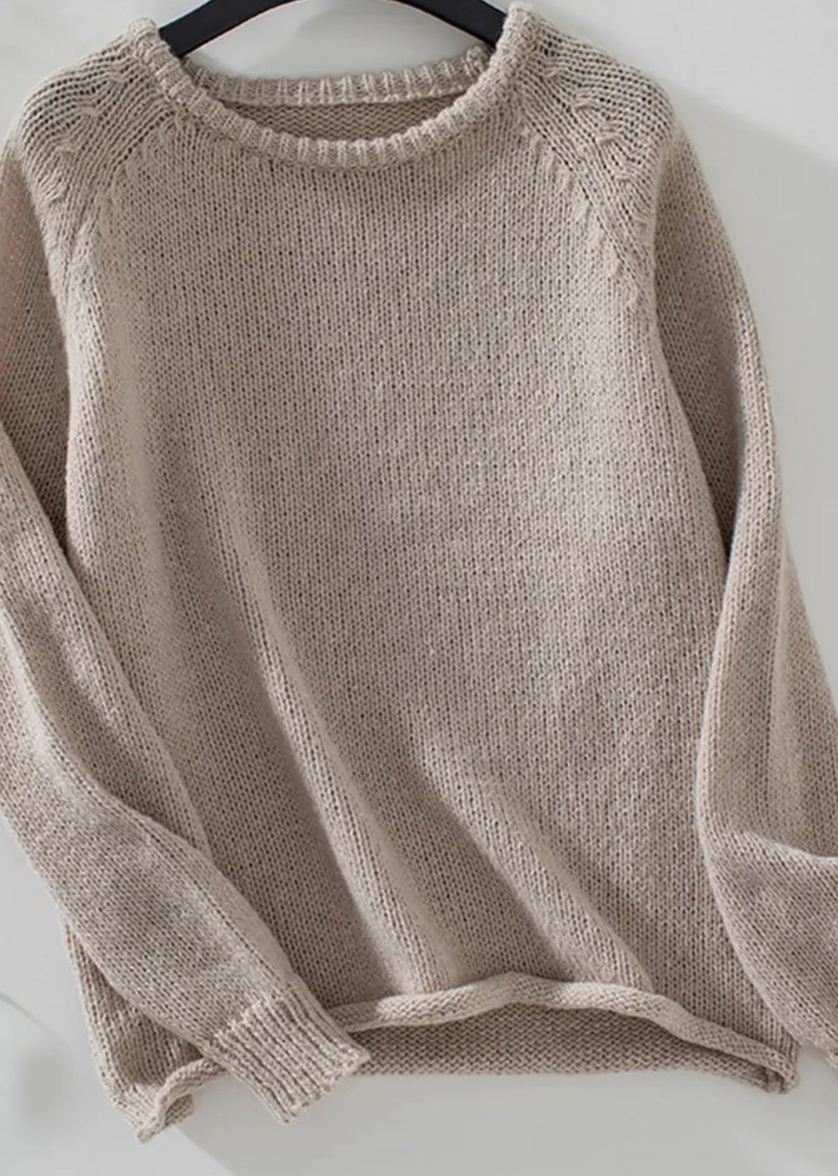 Solid Color Loose Round-Neck Knitted Sweater
