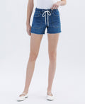 HIGH RISE DRAWSTRING DENIM SHORTS