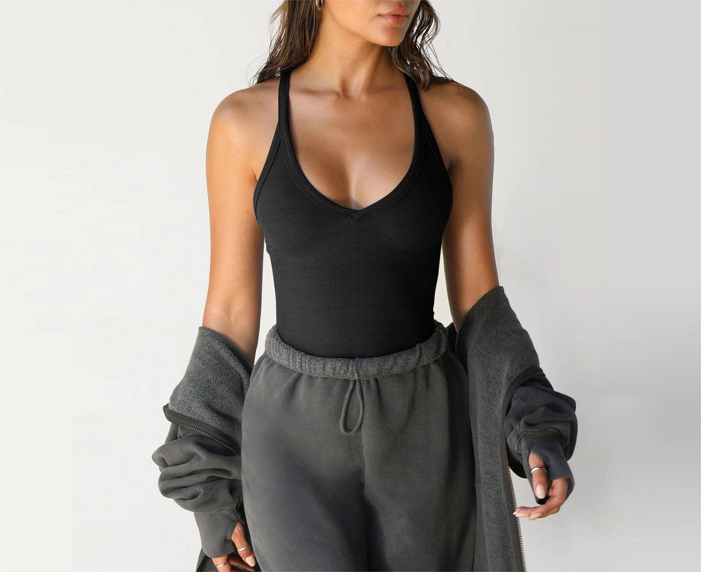 Knit Tank Top Sexy Slim Top Inner Sports Bottom Shirt