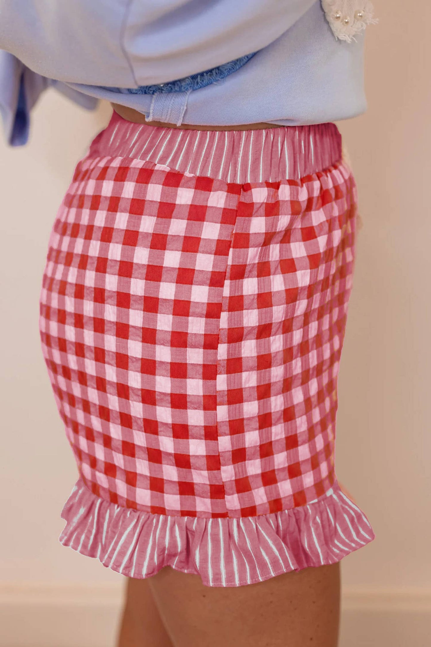 Floral Striped Ruffle Hem Lace Tie Shorts (PRE🤍ORDER)