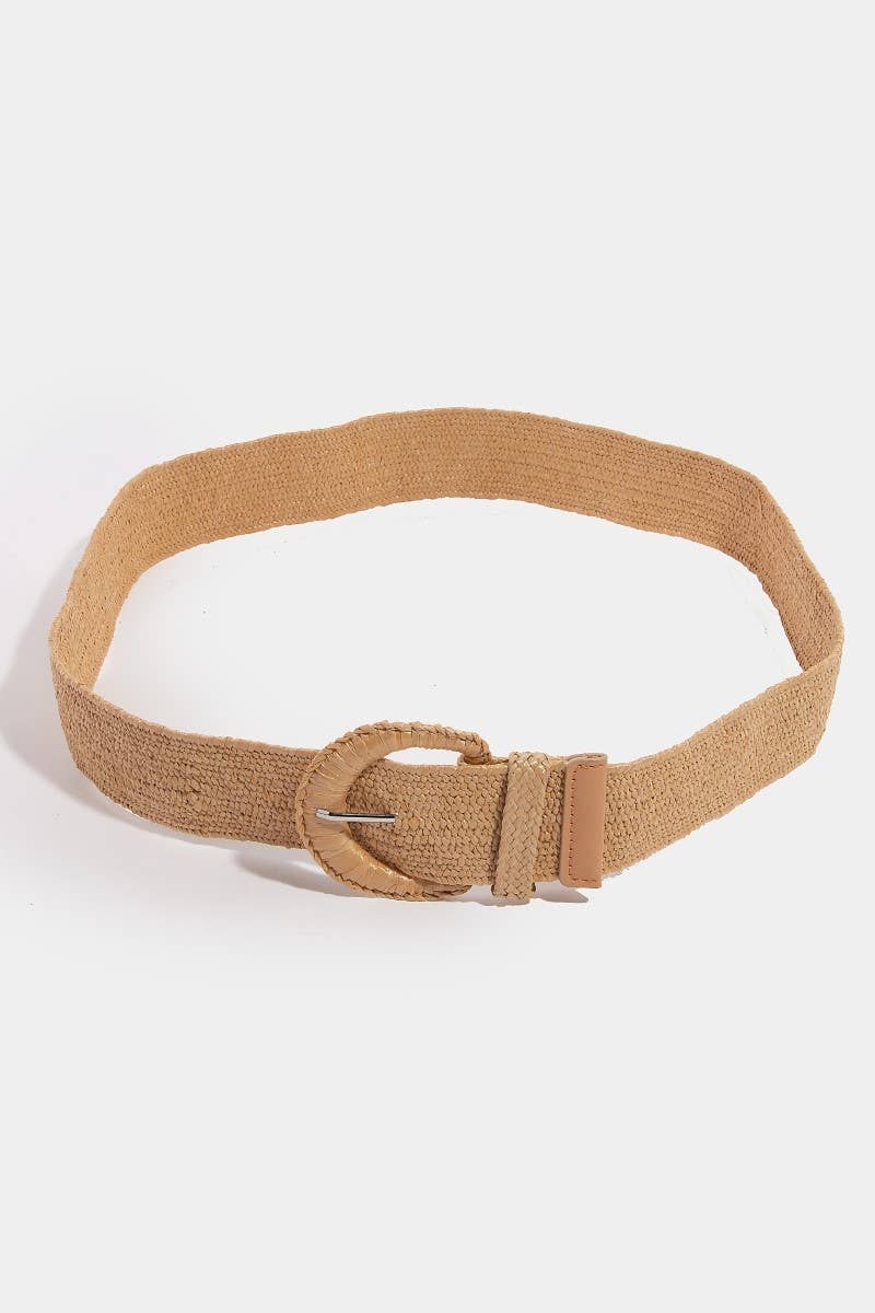 Braided Crescent Buckle Elastic Belt