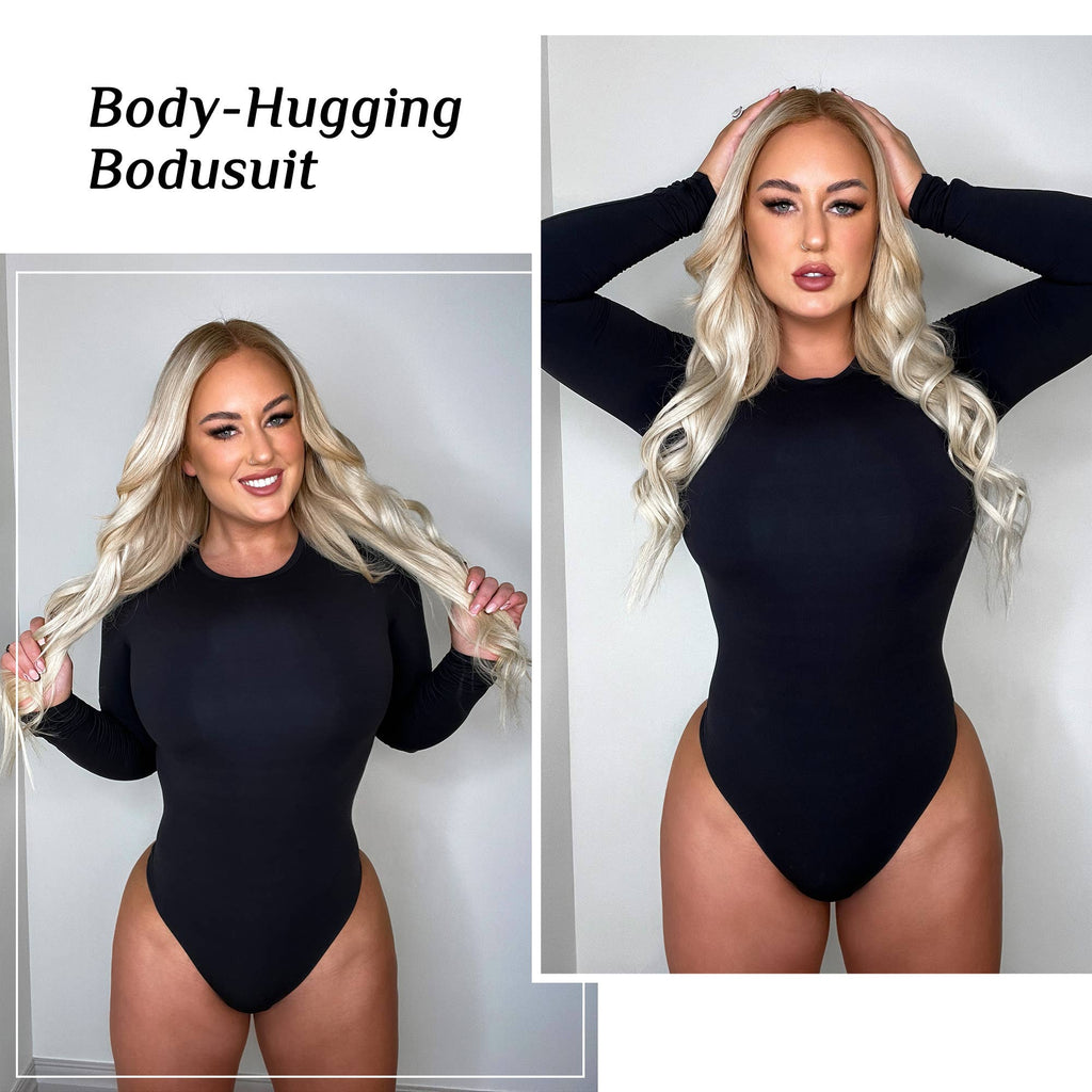 Long Sleeve Bodysuit Shapewear Crew Neck Thong