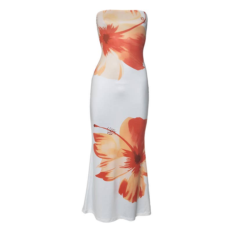 Hibiscus Floral sleeveless tube dress