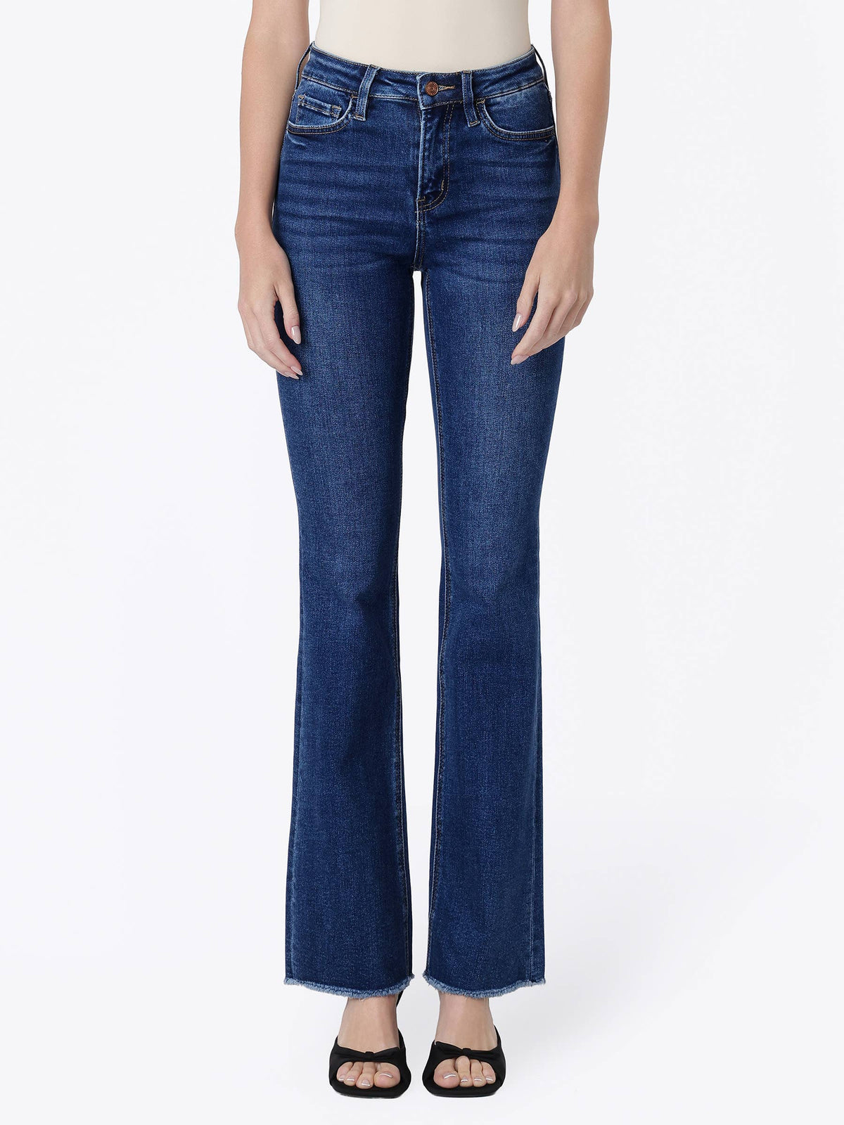 HIGH RISE RAW HEM DARK WASH BOOTCUT JEANS (PRE🤍ORDER)