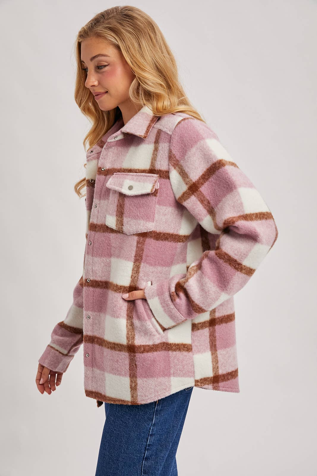 PLAID BRUSHED FLANNEL SHACKET