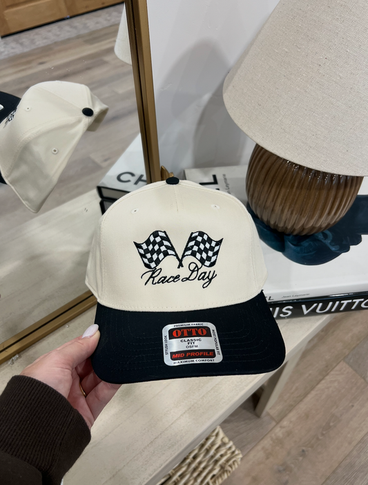 Race Day Flag Embroidered Hat