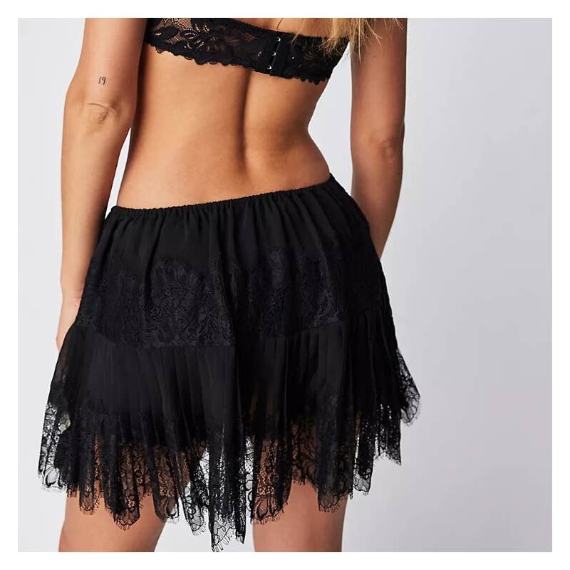 High Waist Lace Mini Skirt