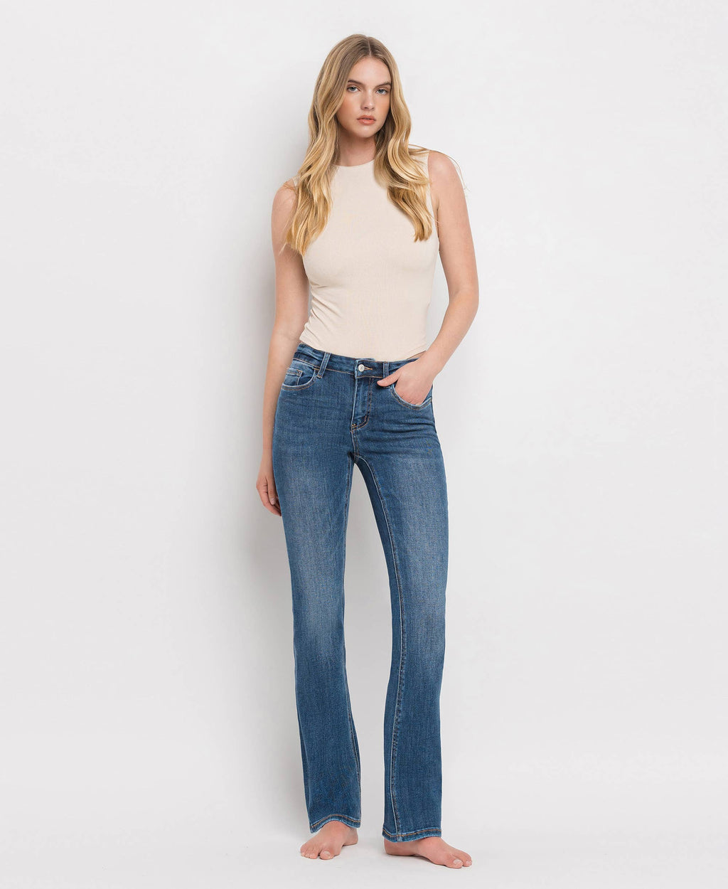 MID RISE BOOTCUT JEANS