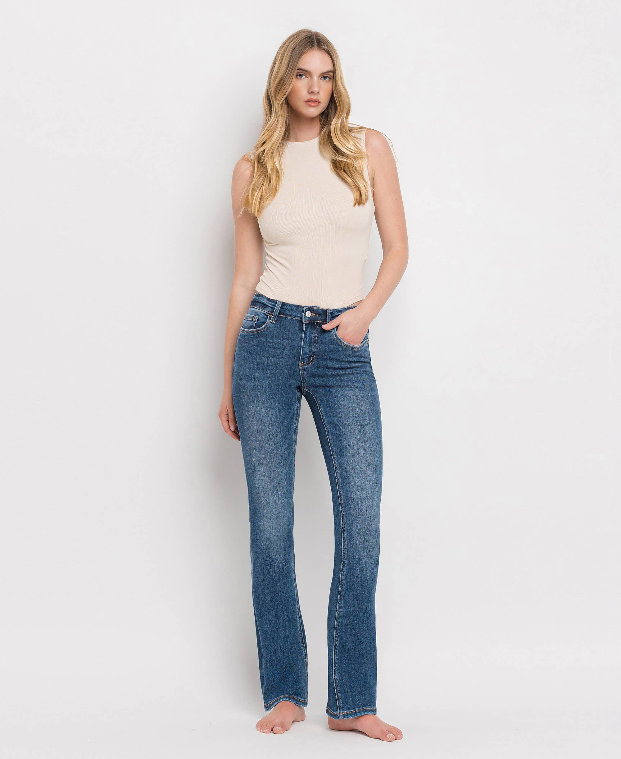 MID RISE BOOTCUT JEANS