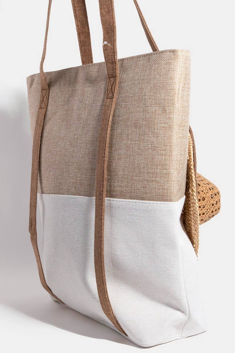 Large Two Tone Hat Carrier Canvas Tote Bag