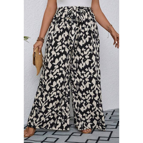 Animal Print Wide Leg Belt Pant