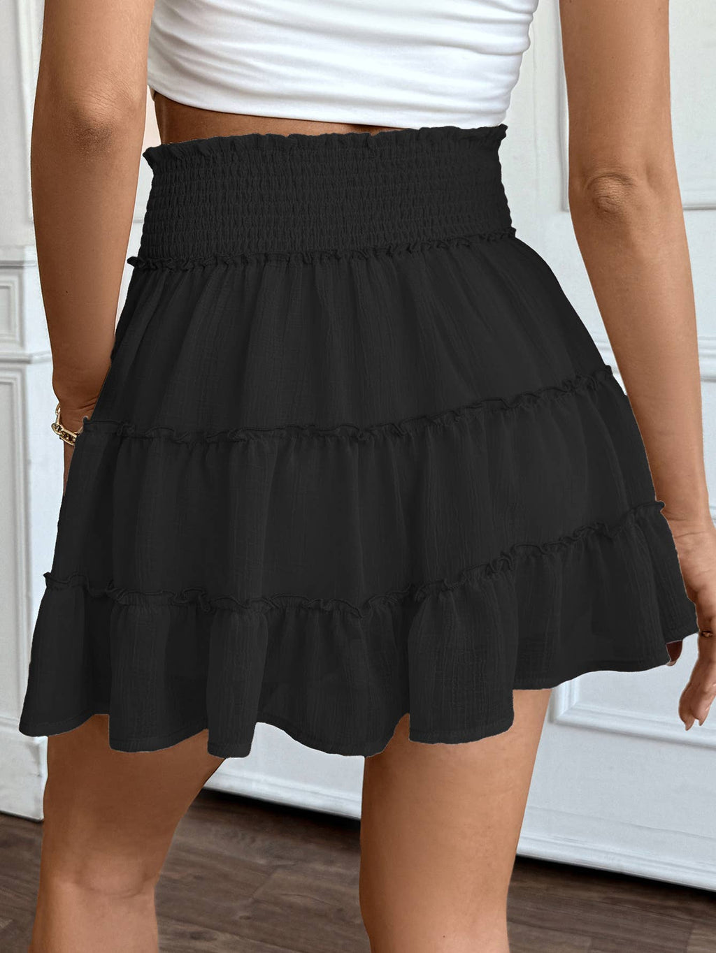 PLEATED LOTUS ELASTIC WAIST SKIRT