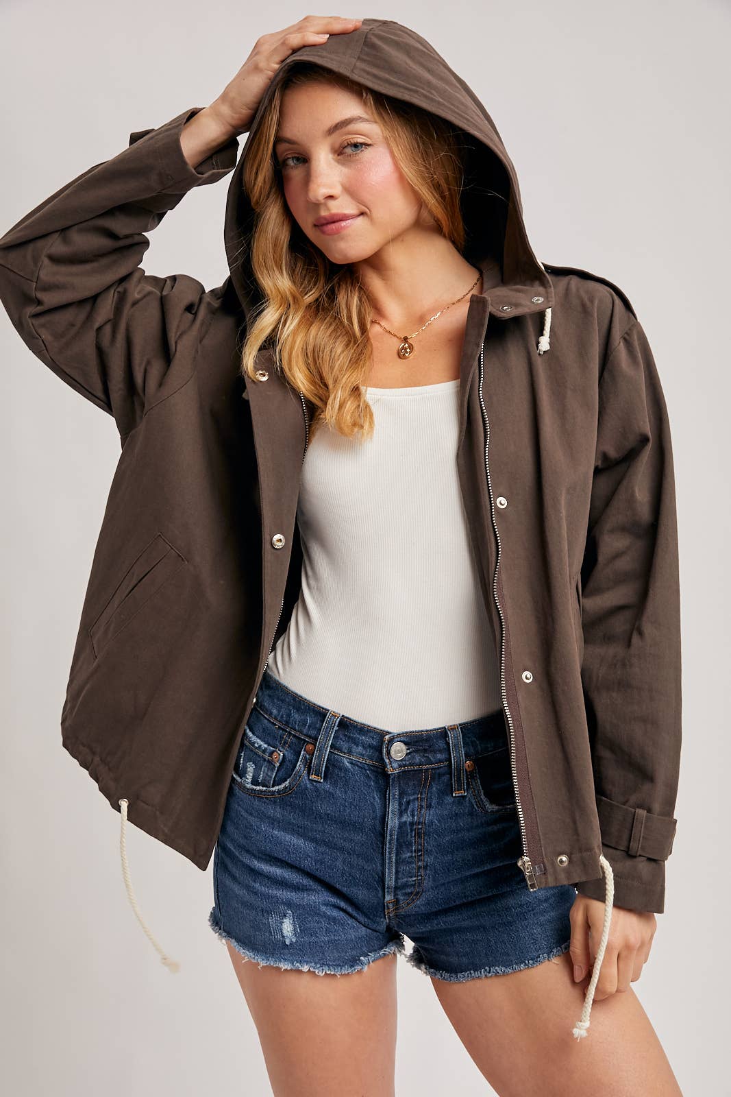 DRAWSTRING HOODED JACKET