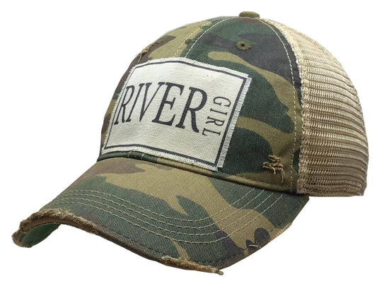 River Girl Distressed Trucker Cap