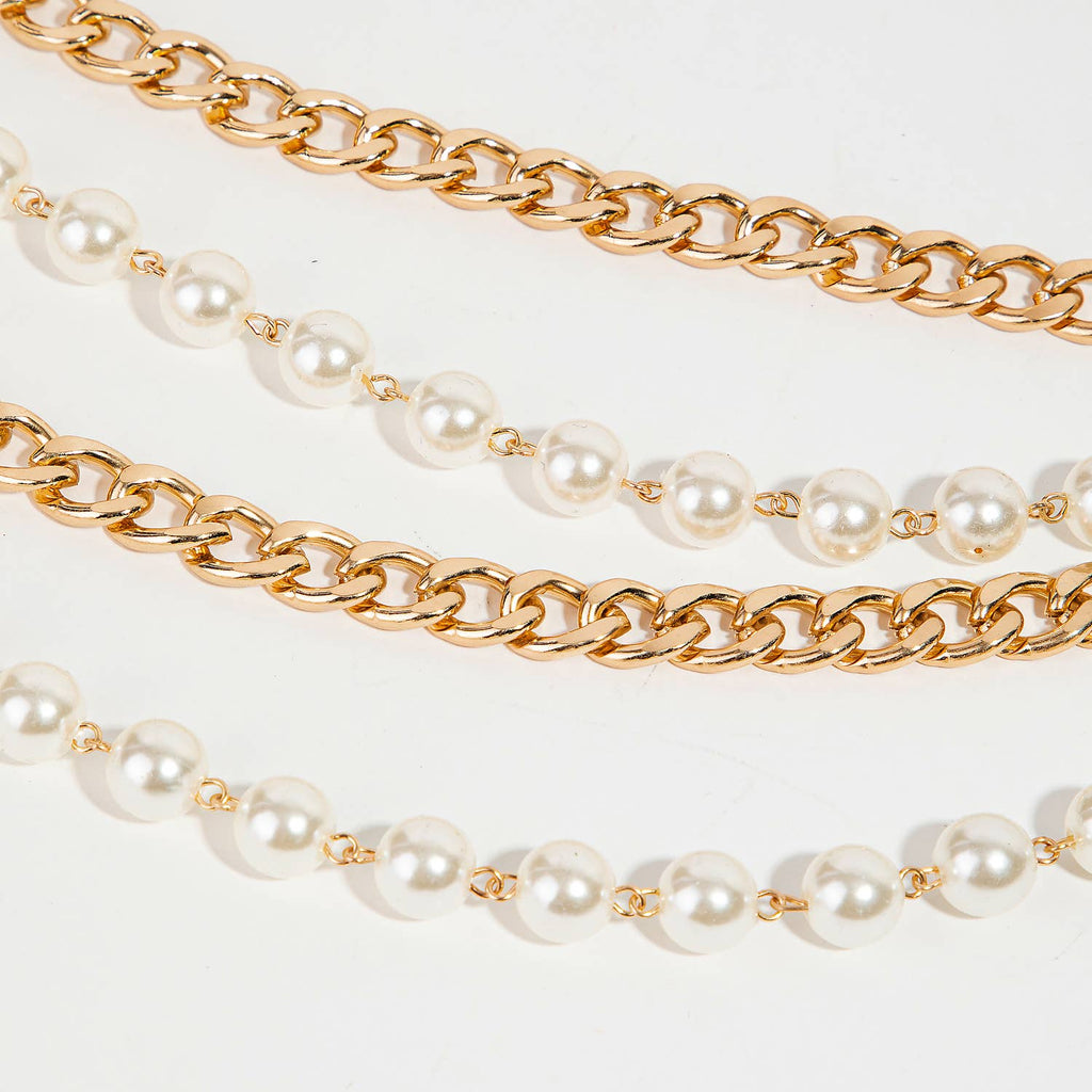 Layered Pearl Chain Belt