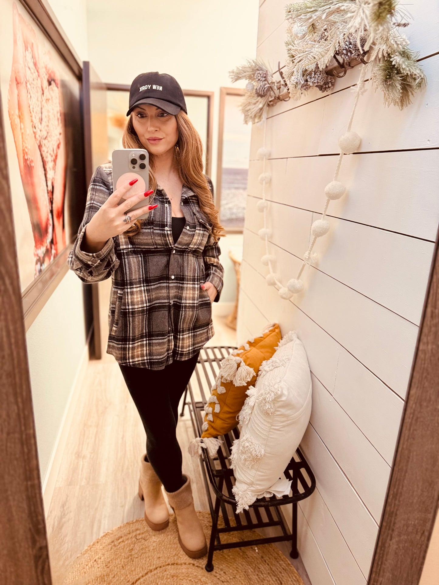 BUTTON DOWN PLAID SHACKET