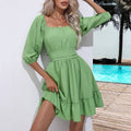 RUFFLED SQUARE COLLAR DRESS