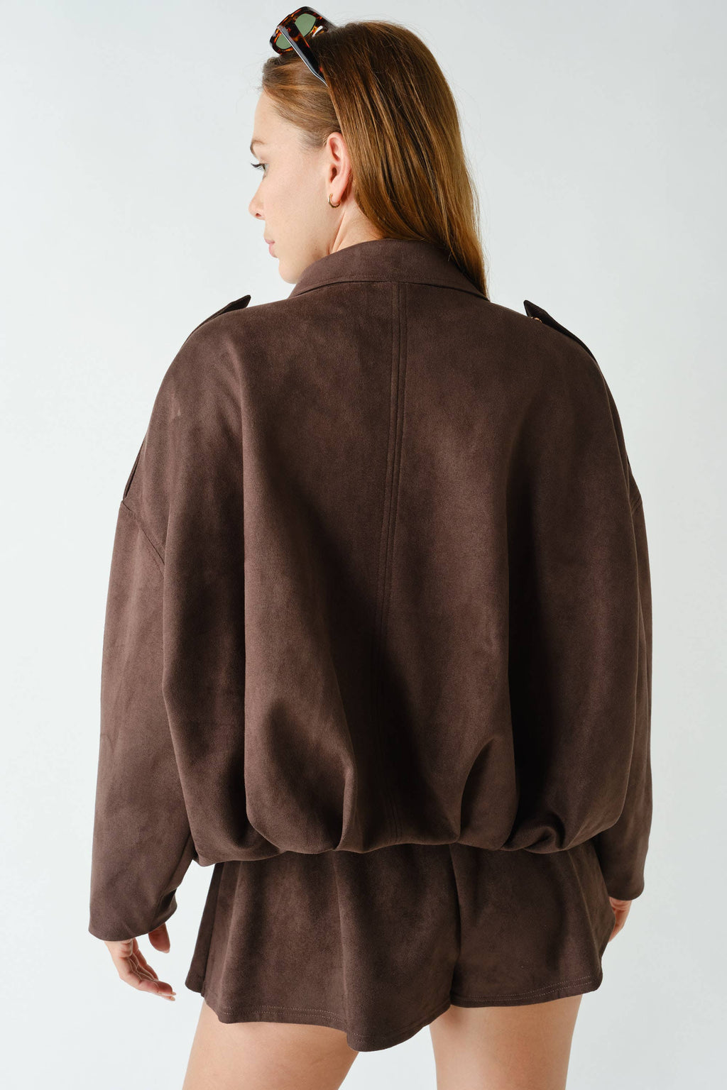 SUEDE-FINISH ZIP-FRONT JACKET (PRE🤍ORDER)