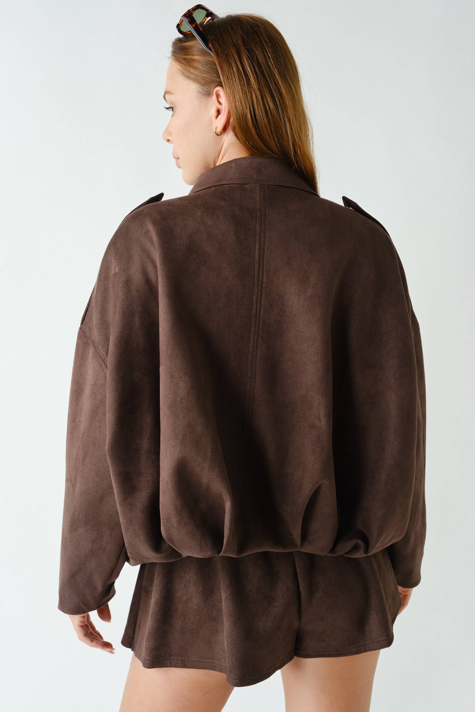 SUEDE-FINISH ZIP-FRONT JACKET (PRE🤍ORDER)