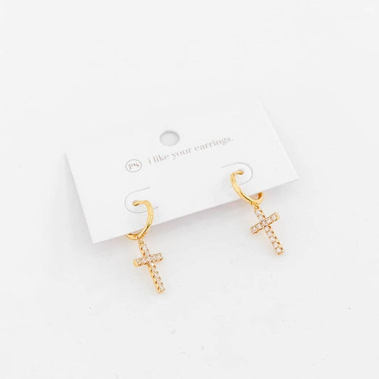 Taryn Diamond Cross Earrings - WATERPROOF