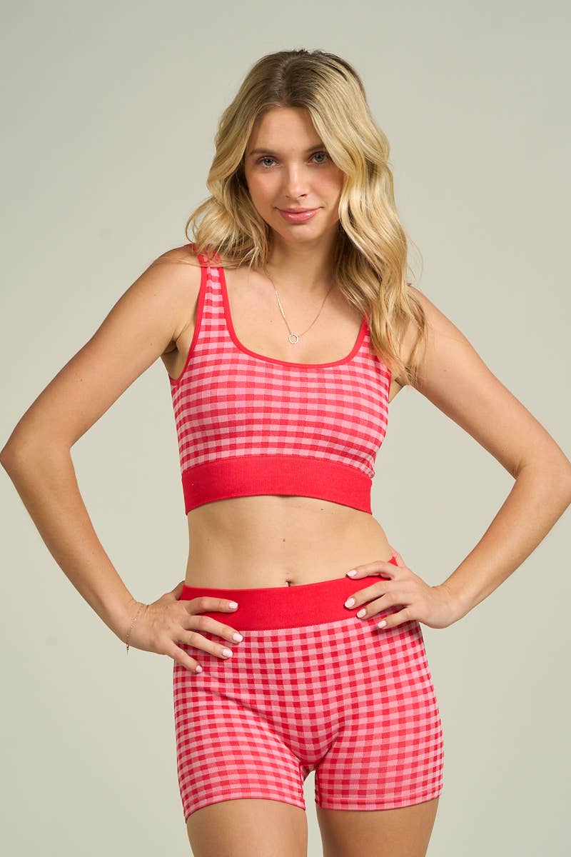 GINGHAM TANK TOP & SHORTS SET (PRE🤍ORDER)