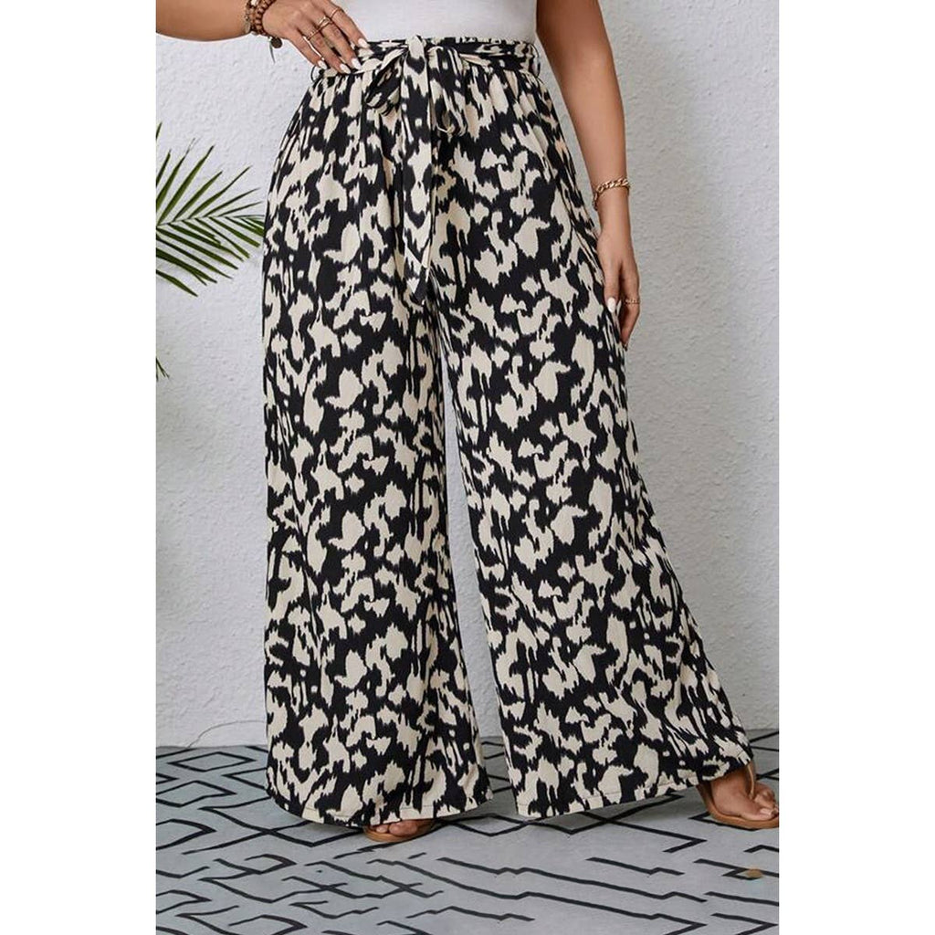 Animal Print Wide Leg Belt Pant