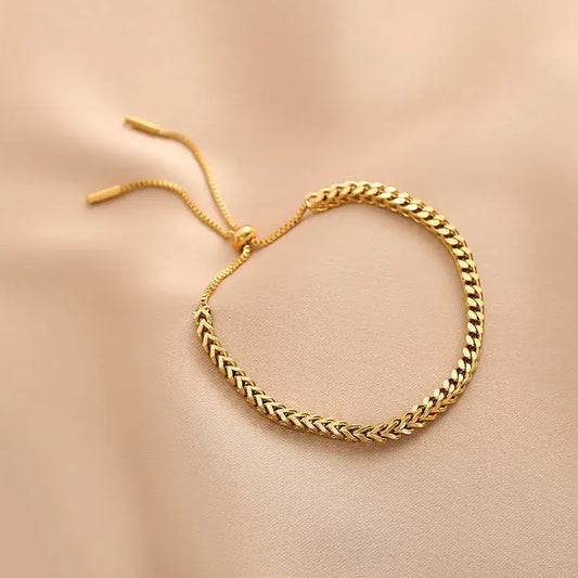 Gold Plated Titanium Steel Adjustable Bracelet (PRE🤍ORDER)