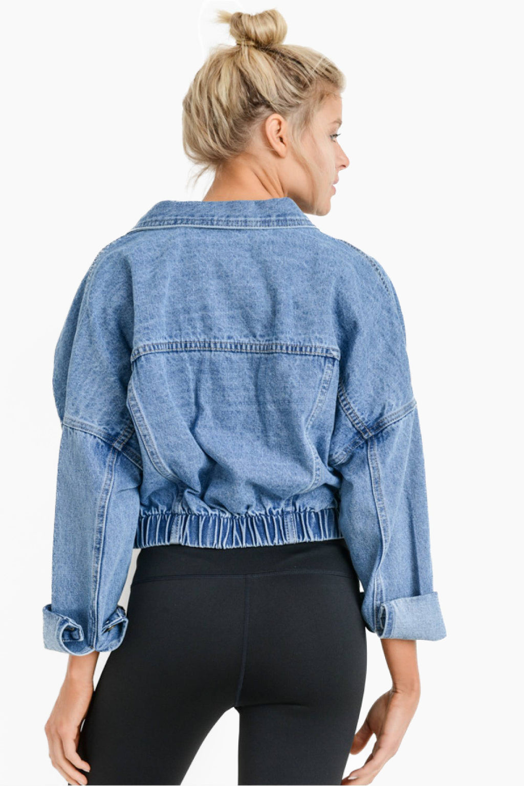 Raw & Ribbed Crop Denim Jacket