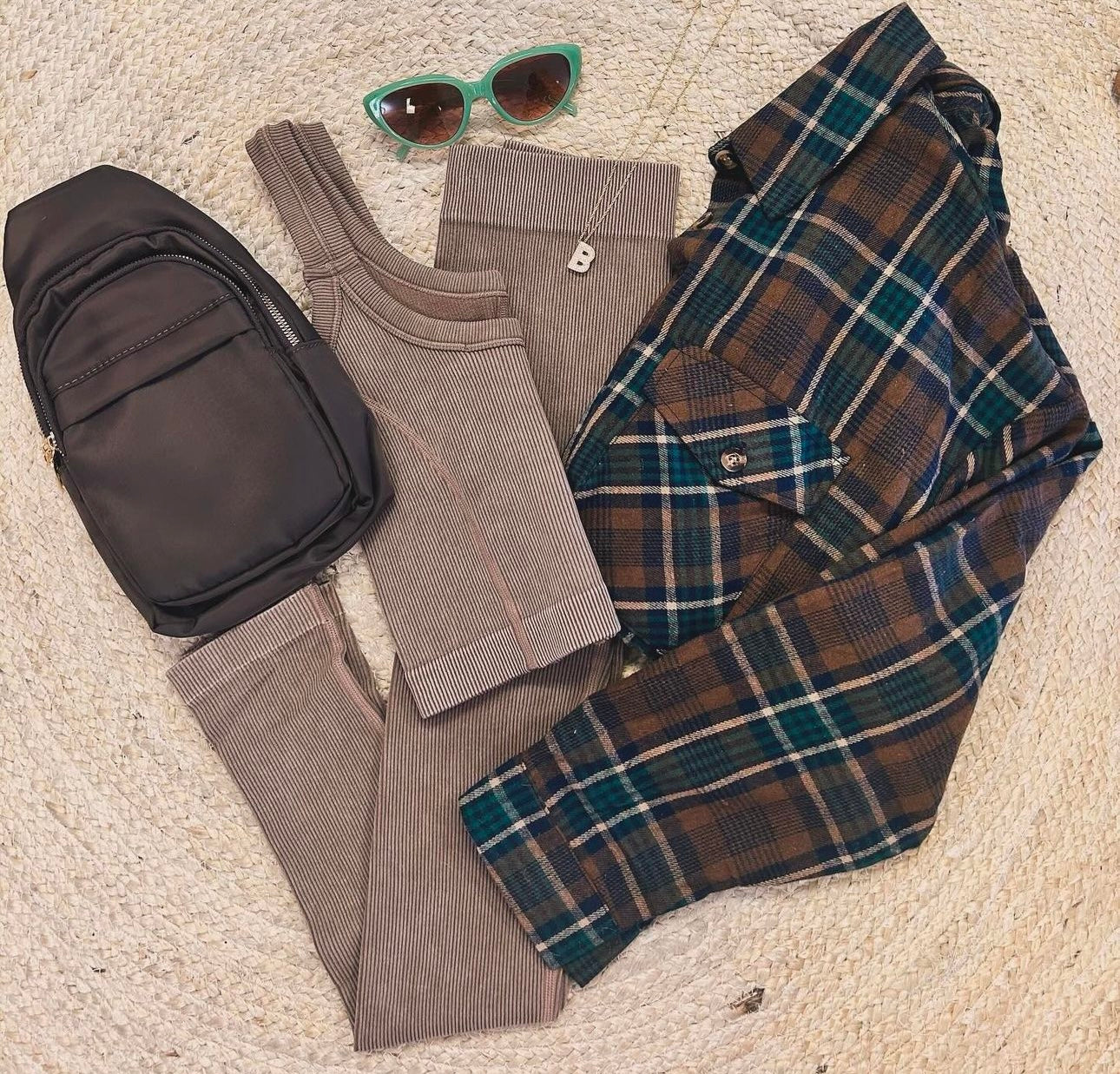 Collard Loose-Fit Long-Sleeve Checkered Shirt